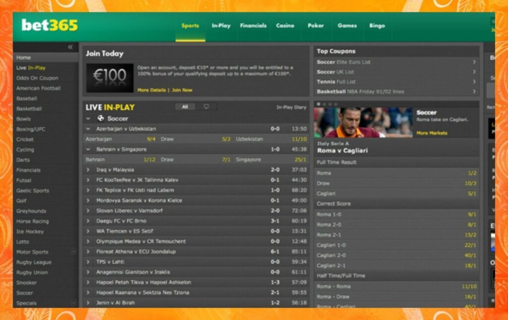 Bet365 betting site features